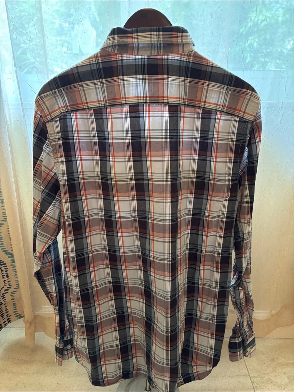 Banana Republic Men's Plaid Button-Down Shirt - Blue, Brown & White